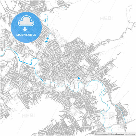 Portoviejo, Ecuador, city map with high resolution roads.