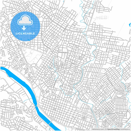 Tarija, Bolivia, city map with high resolution roads.