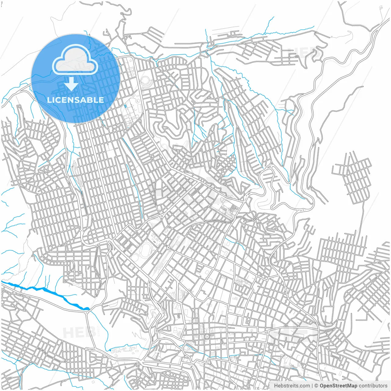 Potosi, Bolivia, city map with high resolution roads.