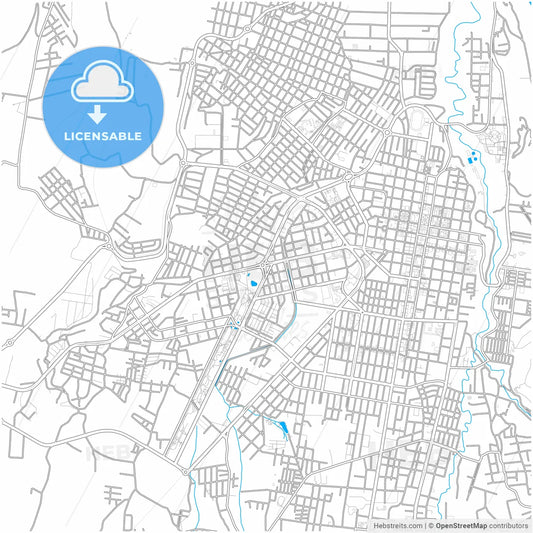 Ibarra, Ecuador, city map with high resolution roads.
