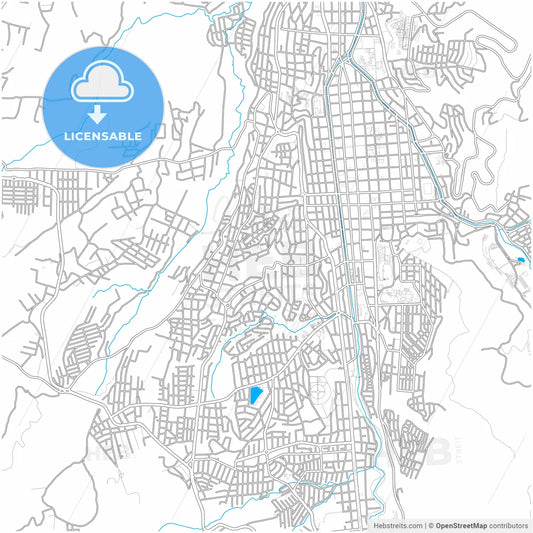 Loja, Ecuador, city map with high resolution roads.