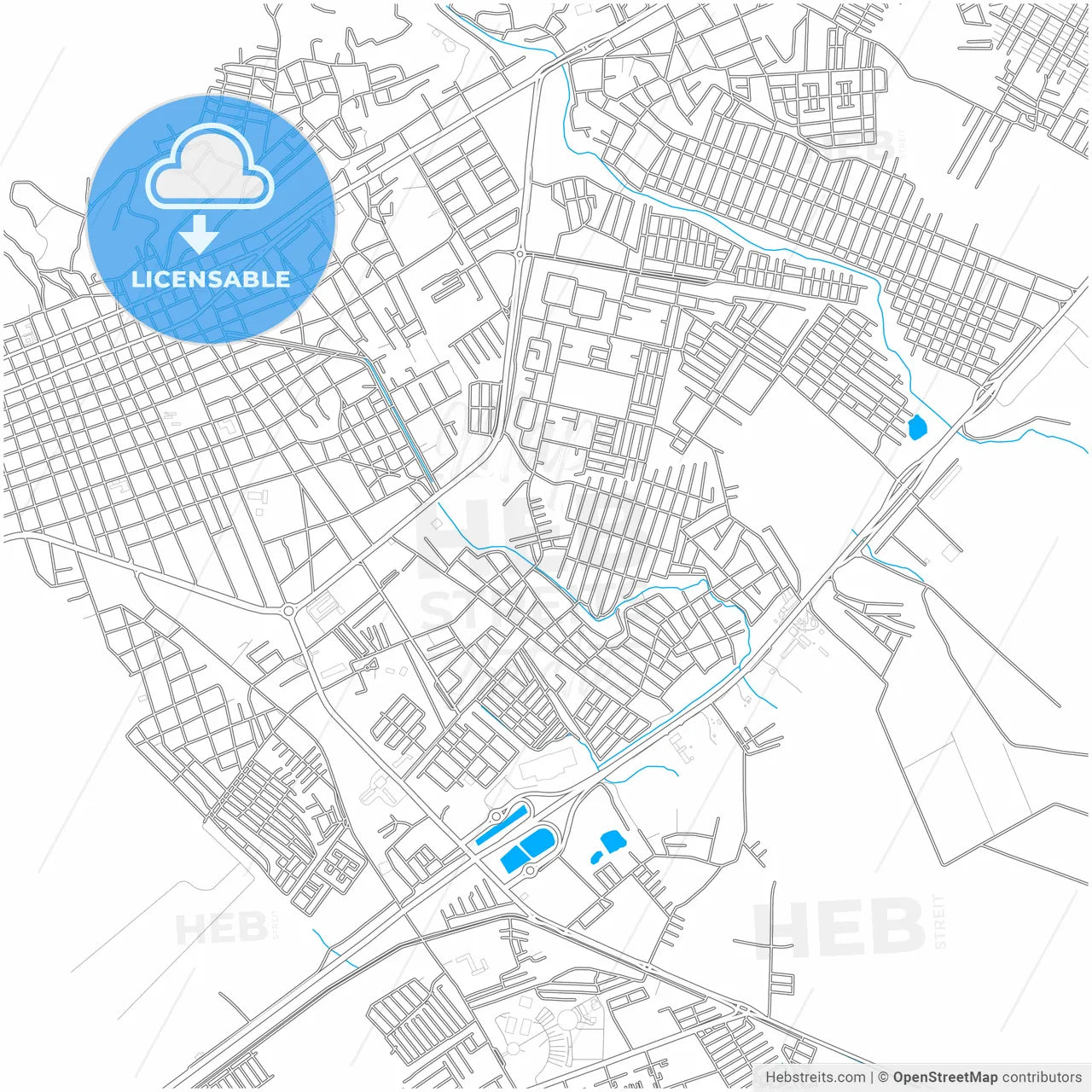 Guanare, Venezuela, city map with high resolution roads.
