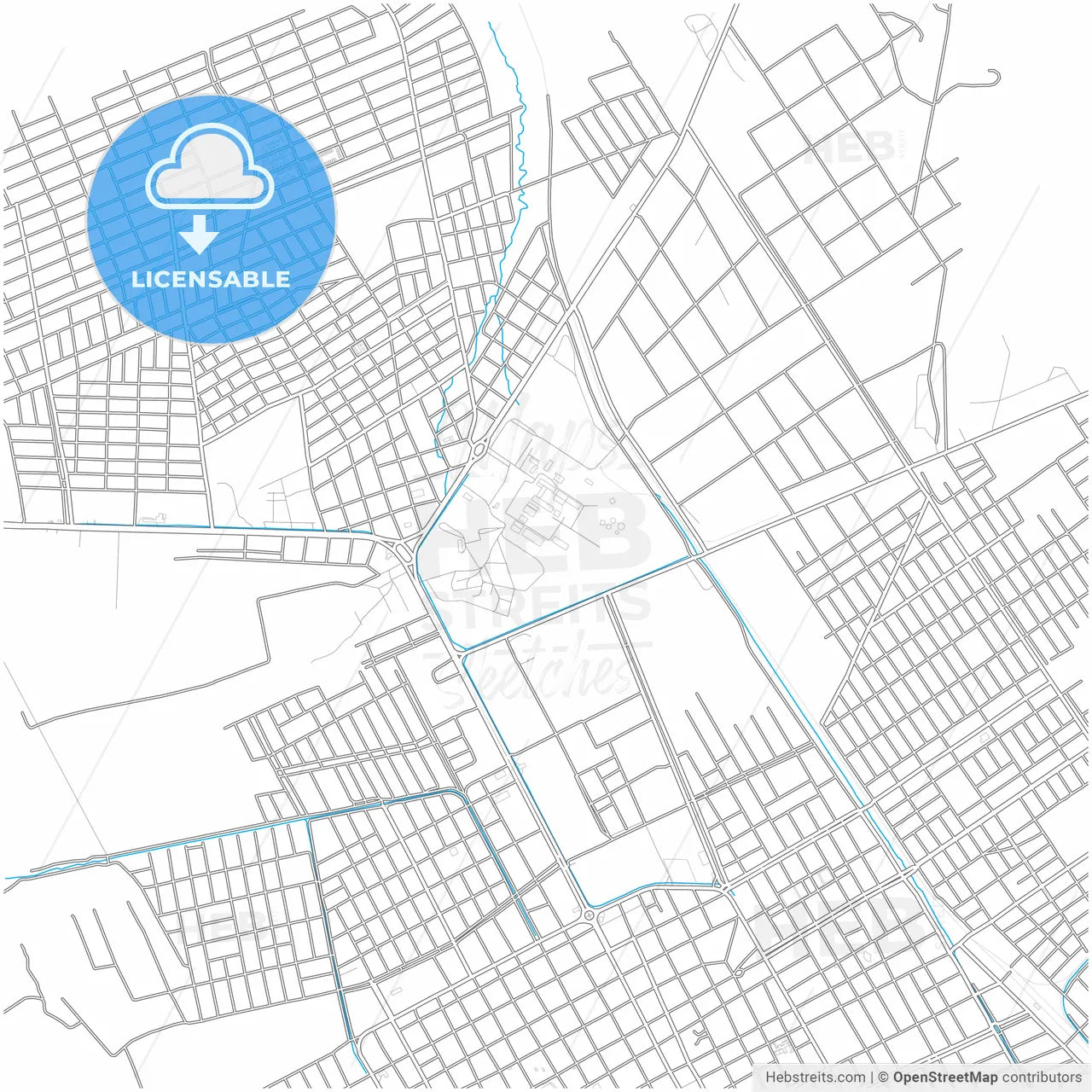 Montero, Bolivia, city map with high resolution roads.