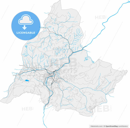 Bad Ischl, Upper Austria, Austria, high resolution vector map - Instant download PDF and JPG
