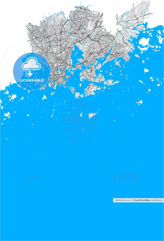 Helsinki, Finland, high resolution vector map - Instant download PDF and JPG
