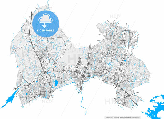 Vantaa, Helsinki, Finland, high resolution vector map - Instant download PDF and JPG