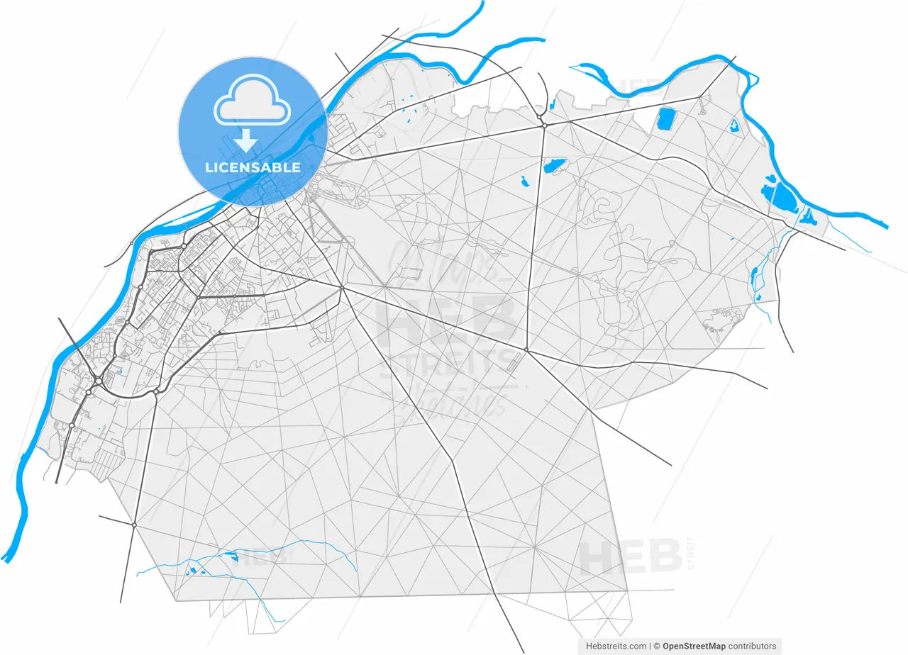 Compiègne, Oise, France, high resolution vector map - Instant download PDF and JPG