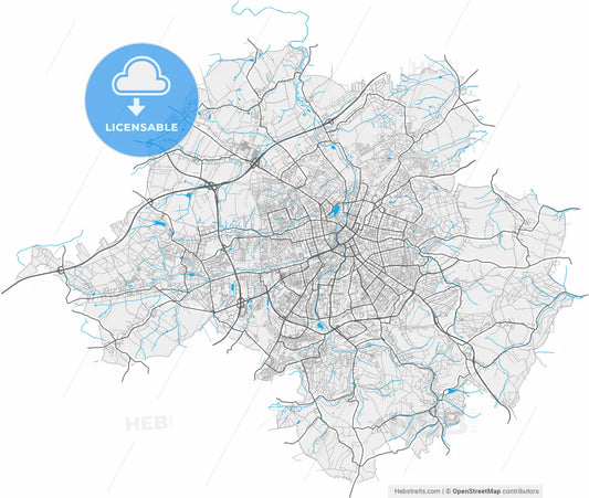 Chemnitz, Saxony, Germany, high resolution vector map - Instant download PDF and JPG