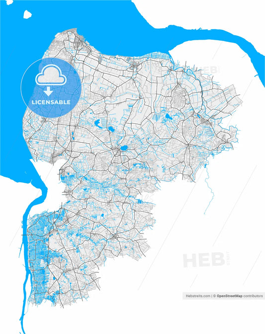 Cuxhaven, Lower Saxony, Germany, high resolution vector map - Instant download PDF and JPG