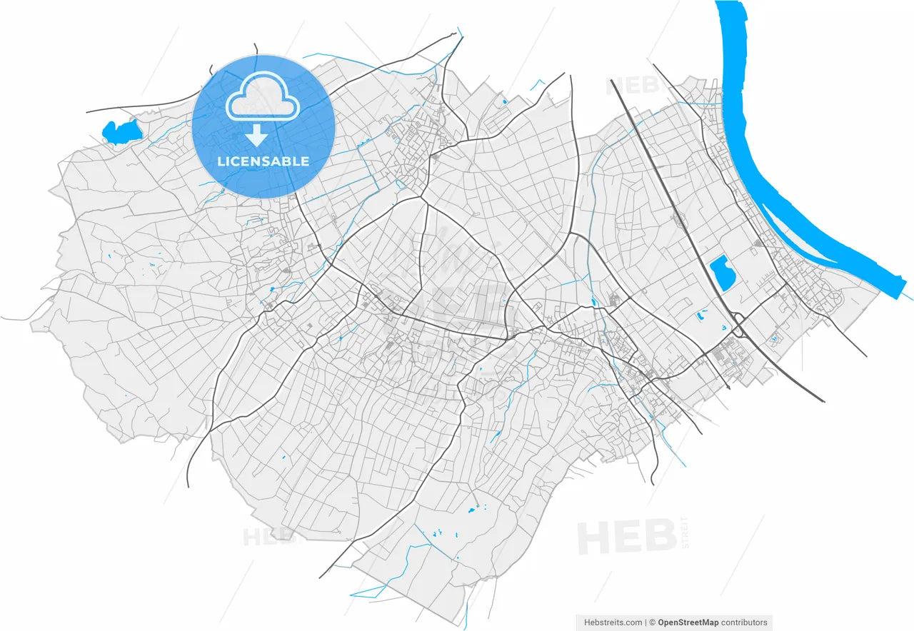 Bornheim, North Rhine-Westphalia, Germany, high resolution vector map - Instant download PDF and JPG