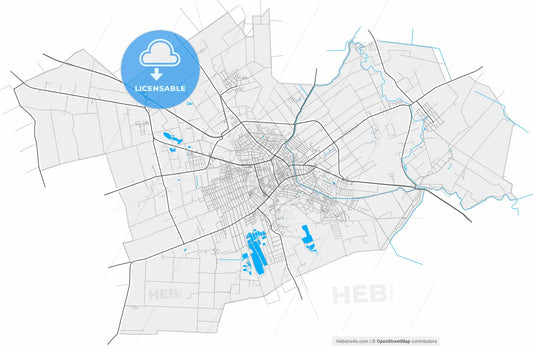 Békéscsaba, Békés, Hungary, high resolution vector map - Instant download PDF and JPG