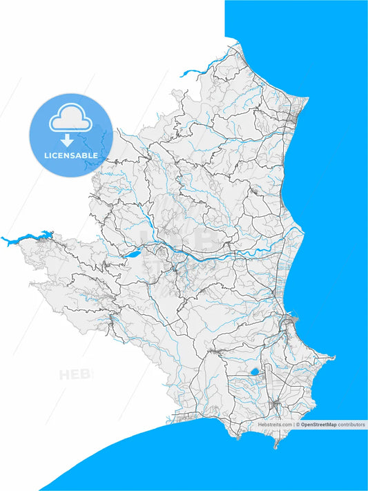 Crotone, Calabria, Italy, high resolution vector map - Instant download PDF and JPG