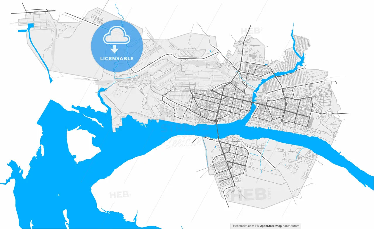 Cherepovets, Vologda Oblast, Russia, high resolution vector map - Instant download PDF and JPG