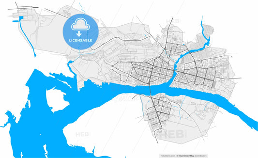 Cherepovets, Vologda Oblast, Russia, high resolution vector map - Instant download PDF and JPG