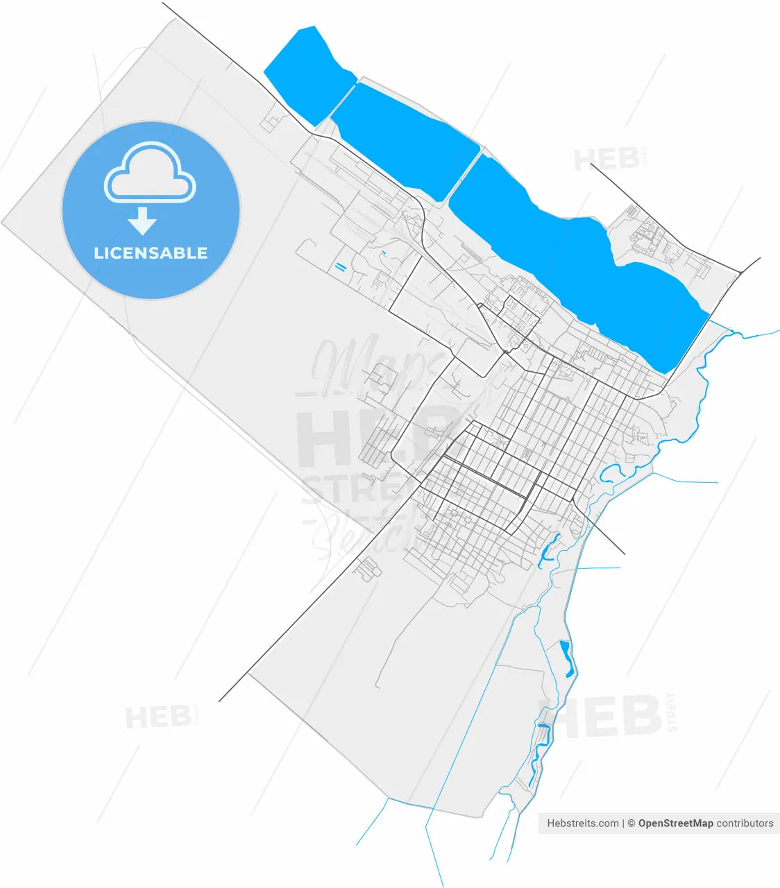 Budyonnovsk, Stavropol Krai, Russia, high resolution vector map - Instant download PDF and JPG