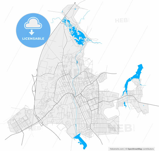 Beryozovsky, Sverdlovsk Oblast, Russia, high resolution vector map - Instant download PDF and JPG