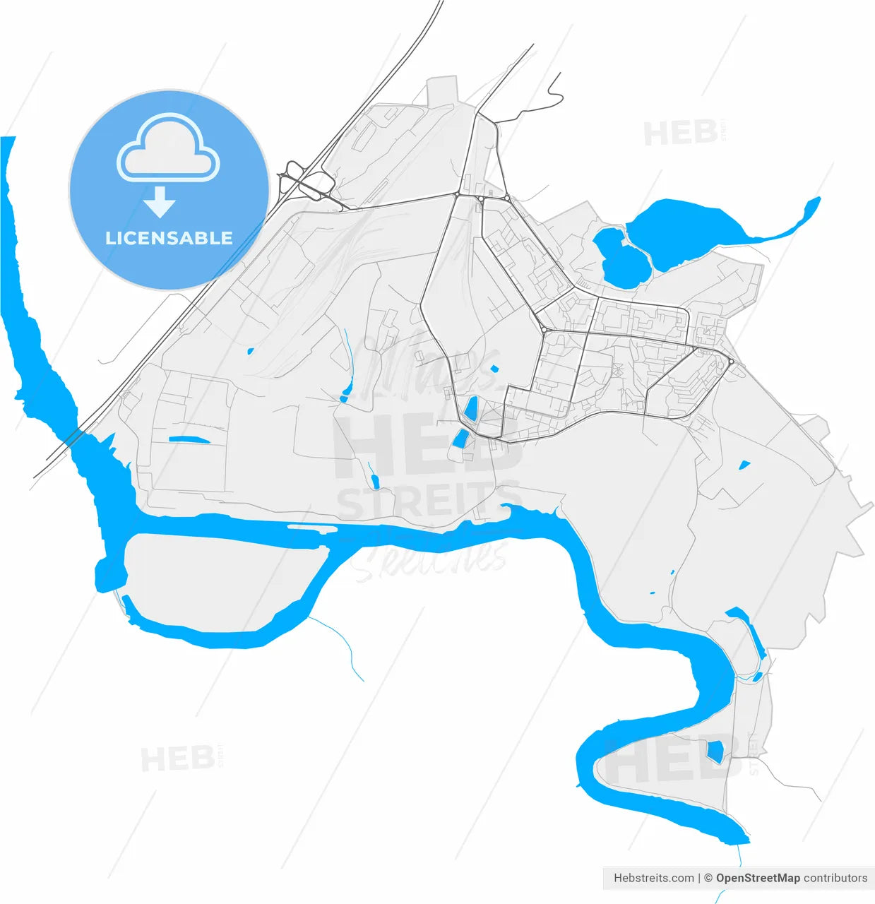 Dzerzhinsky, Moscow Oblast, Russia, high resolution vector map - Instant download PDF and JPG