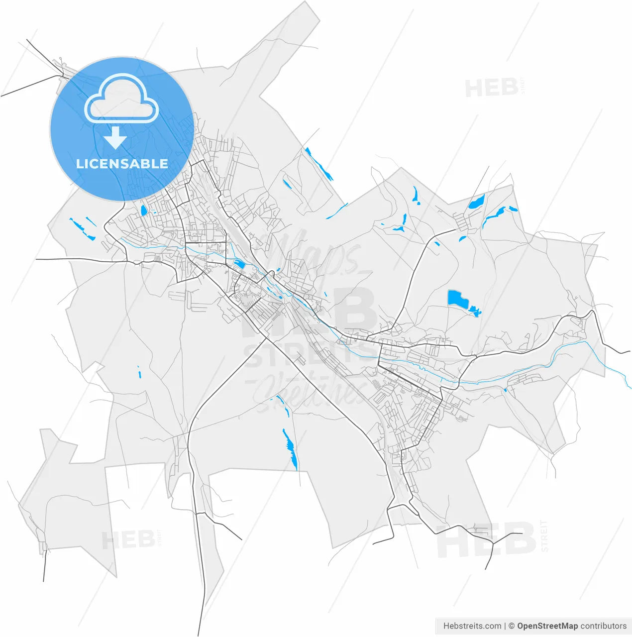 Cheremkhovo, Irkutsk Oblast, Russia, high resolution vector map - Instant download PDF and JPG