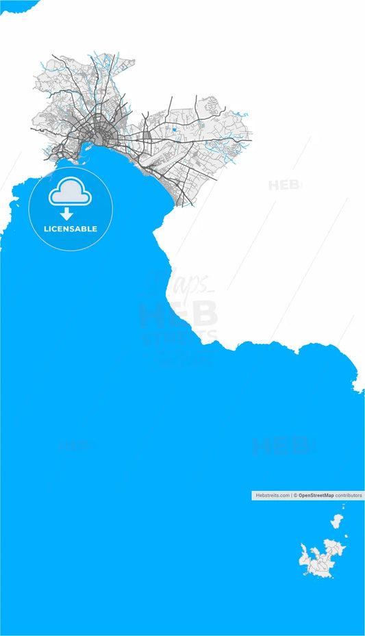 Palma, Balearic Islands, Spain, high resolution vector map - Instant download PDF and JPG
