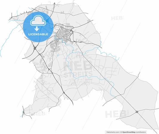 Alcalá de Guadaira, Seville, Spain, high resolution vector map - Instant download PDF and JPG