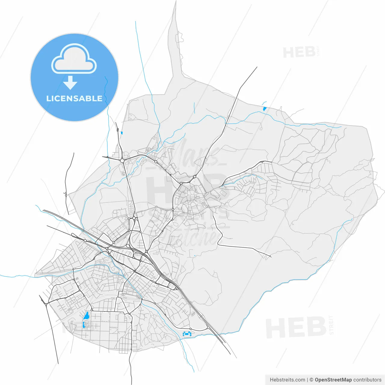 Collado-Villalba, Madrid, Spain, high resolution vector map - Instant download PDF and JPG