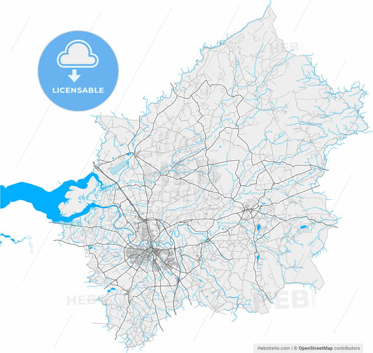 Carlisle, North West England, England, high resolution vector map - Instant download PDF and JPG