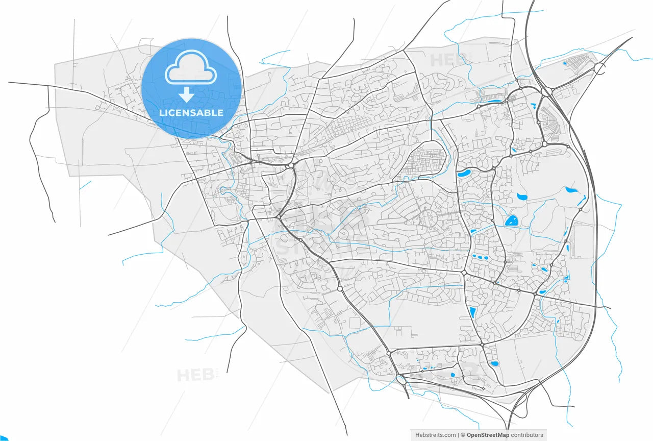 Dunfermline, Fife, Scotland, high resolution vector map - Instant download PDF and JPG