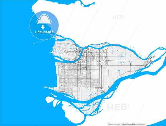 Richmond, British Columbia, Canada, high resolution vector map - Instant download PDF and JPG