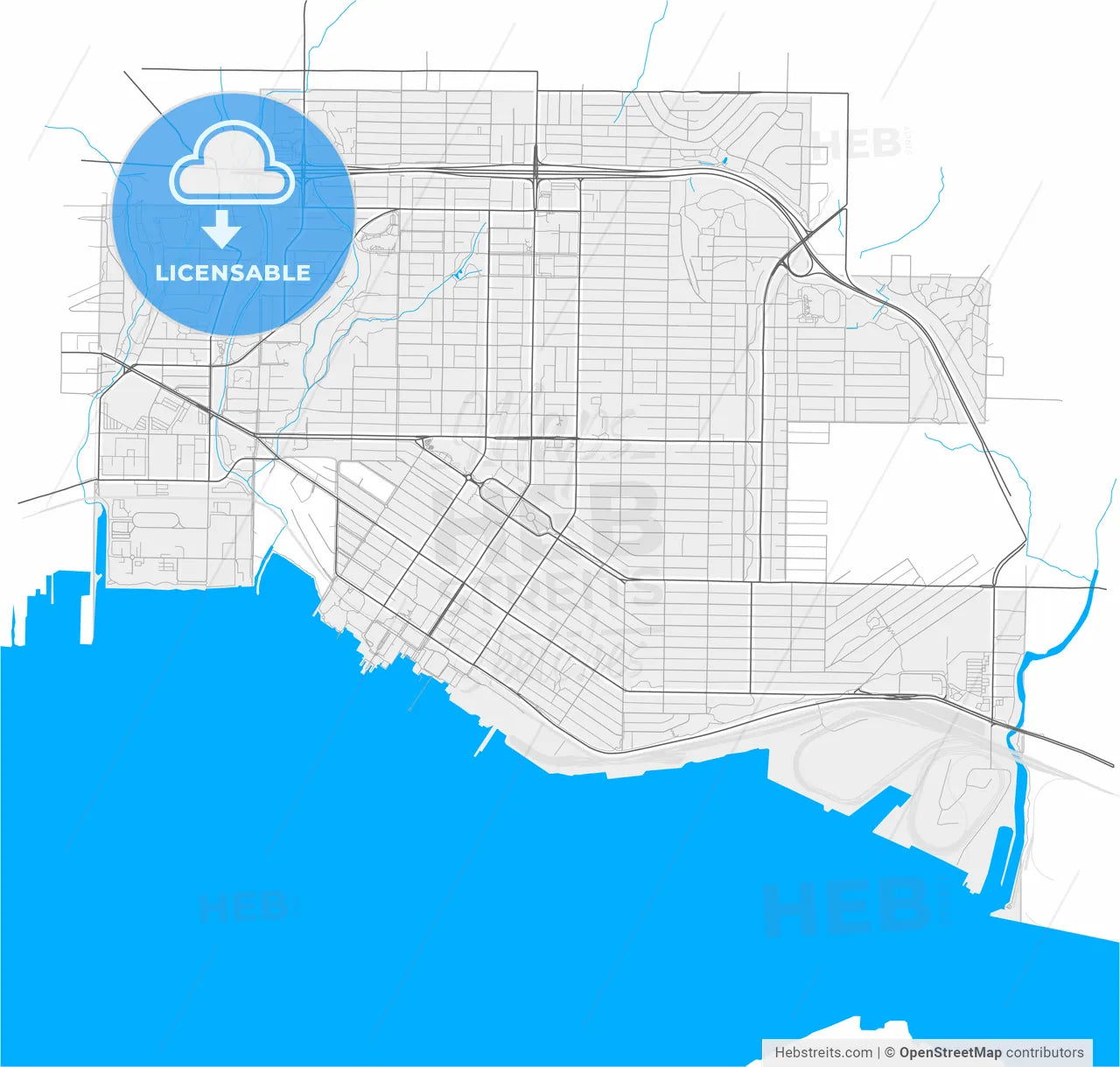 North Vancouver, British Columbia, Canada, high resolution vector map - Instant download PDF and JPG