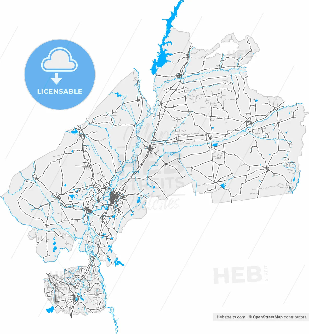 Qiqihar, Heilongjiang, China, high resolution vector map - Instant download PDF and JPG