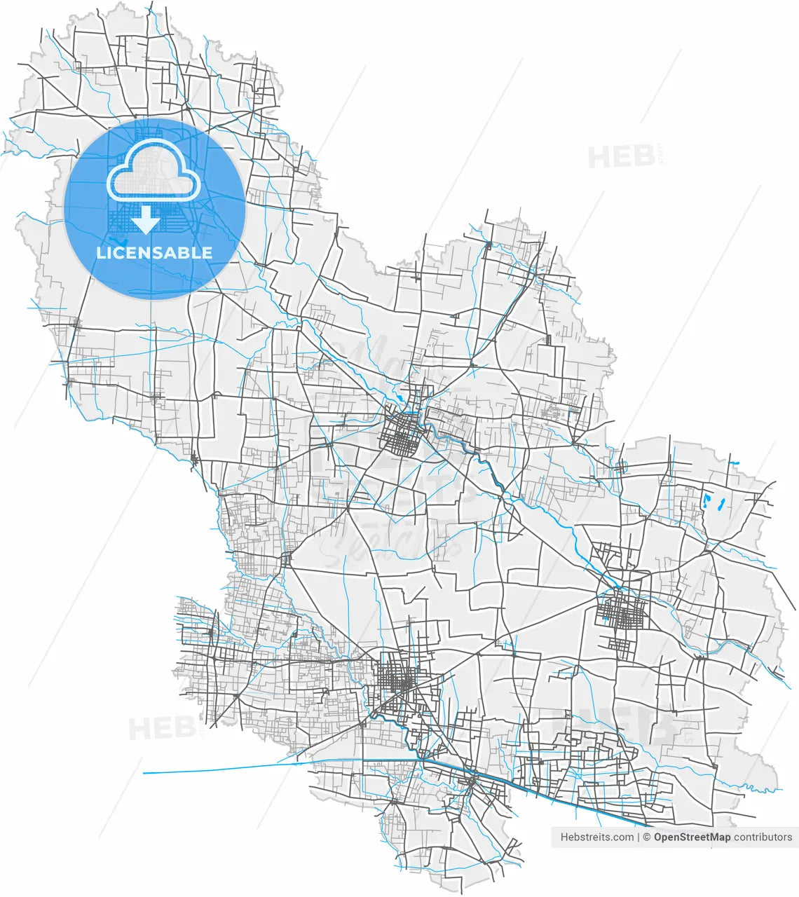 Bozhou, Anhui, China, high resolution vector map - Instant download PDF and JPG