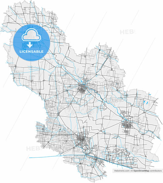 Bozhou, Anhui, China, high resolution vector map - Instant download PDF and JPG