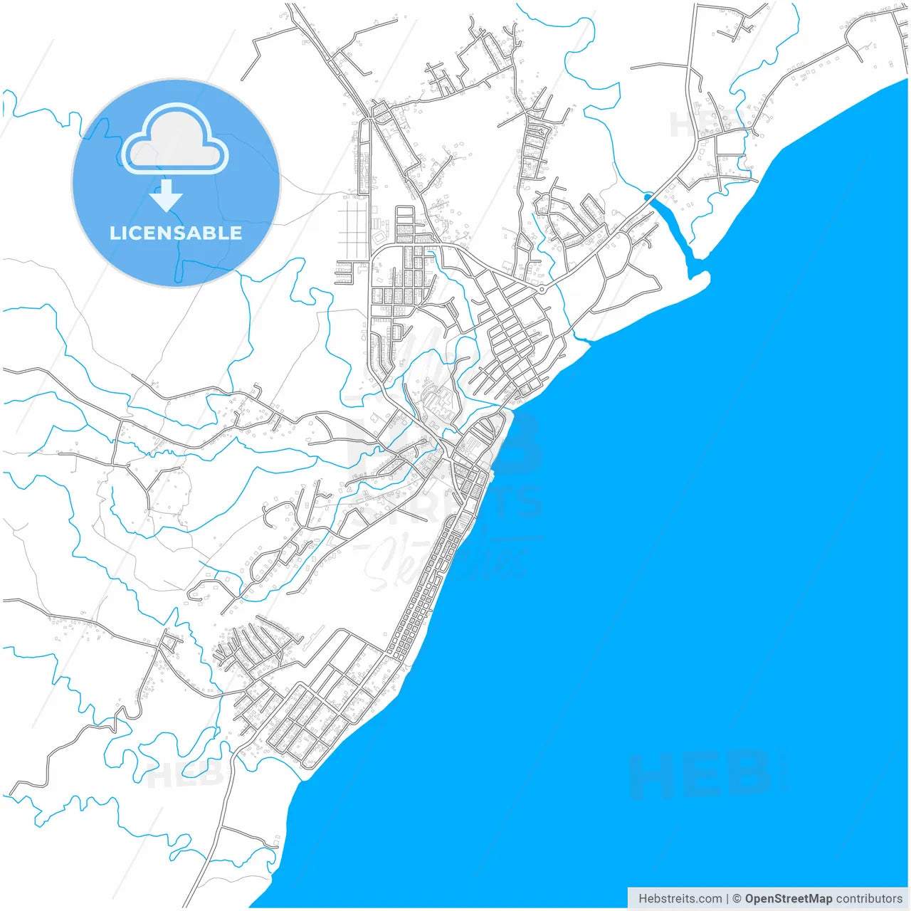 Puerto Armuelles, Chiriquí, Panama, city map with high resolution roads.
