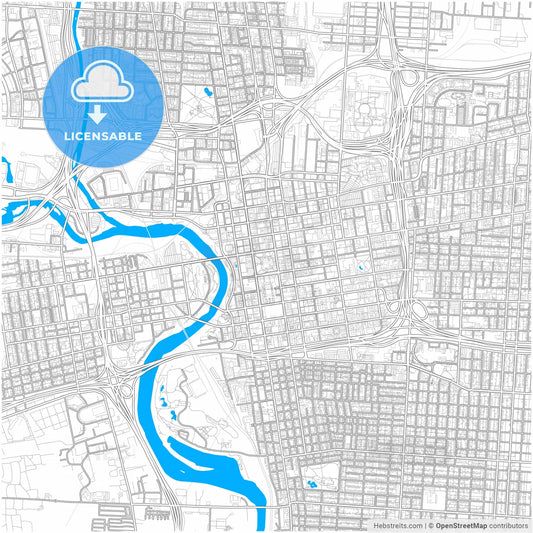 Columbus, Ohio, United States, city map with high resolution roads.