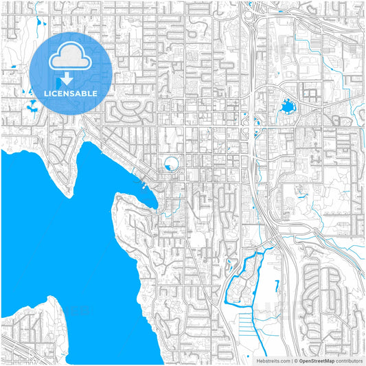 Bellevue, Washington, United States, city map with high resolution roads.
