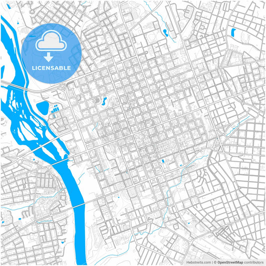Columbia, South Carolina, United States, city map with high resolution roads.