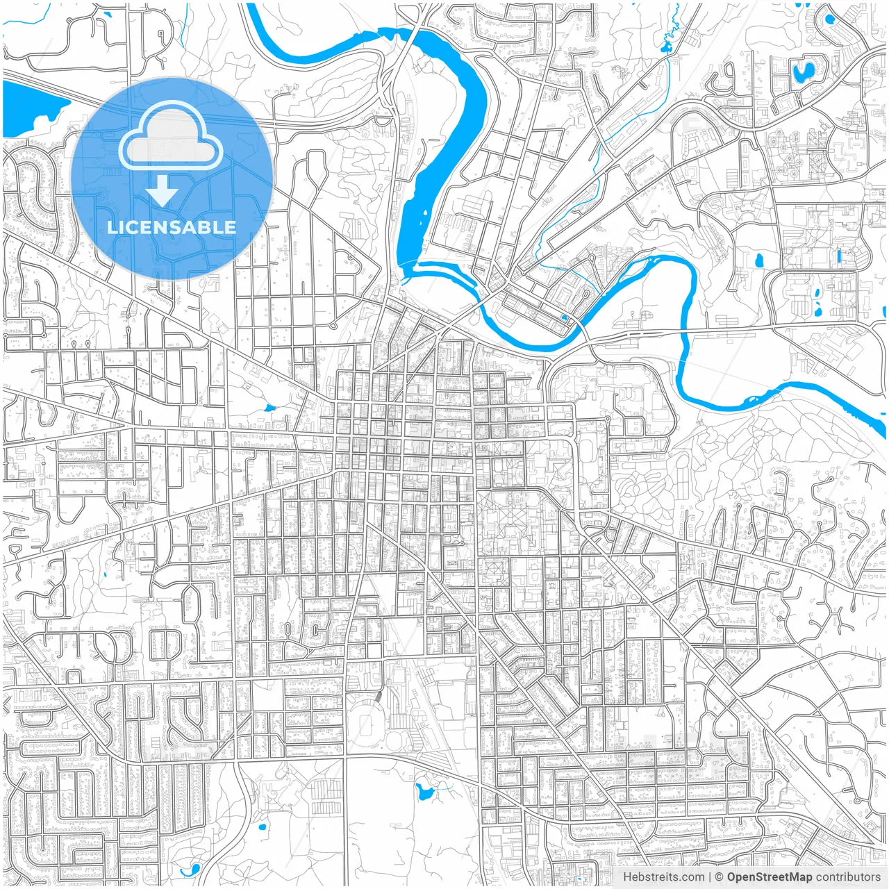 Ann Arbor, Michigan, United States, city map with high resolution roads.