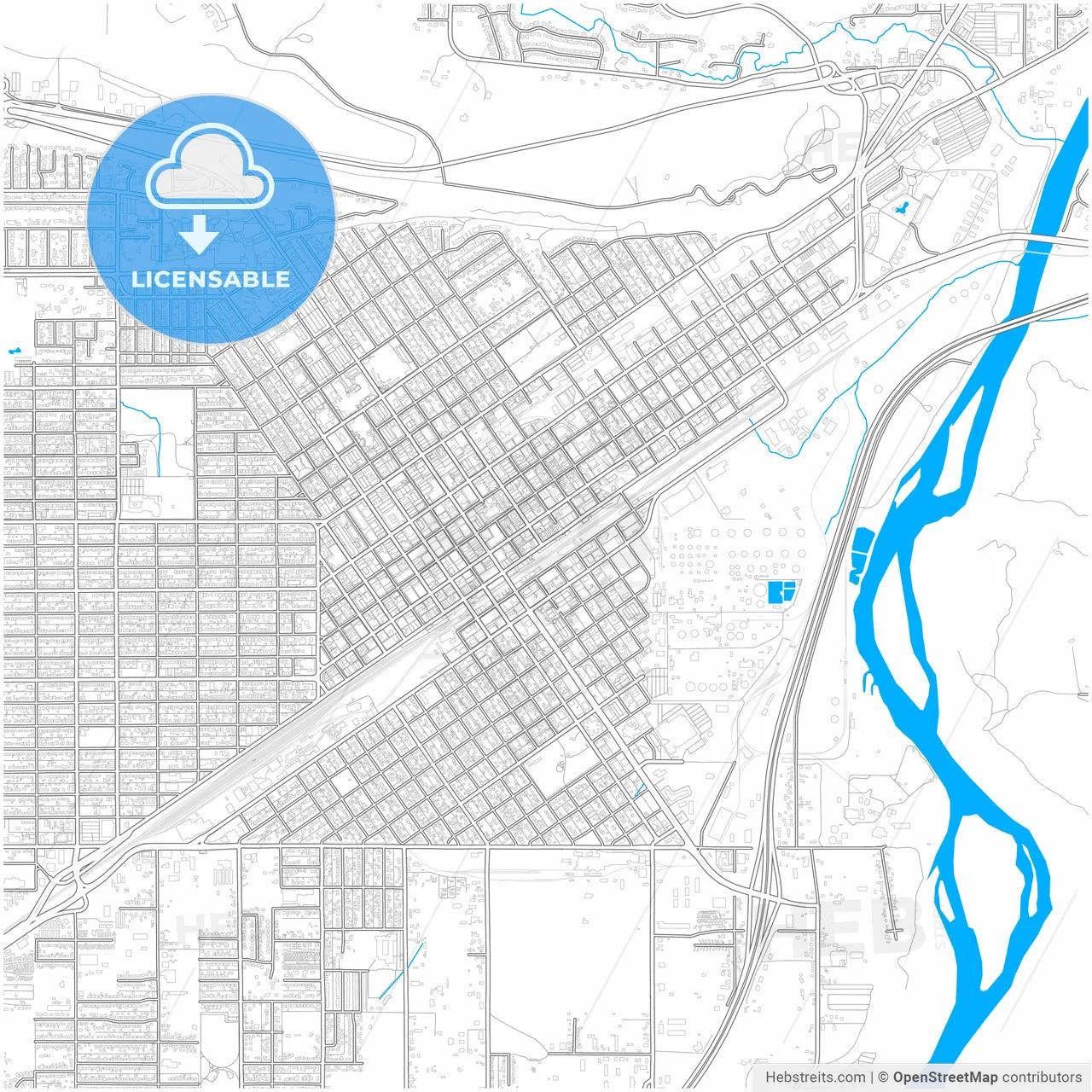 Billings, Montana, United States, city map with high resolution roads.