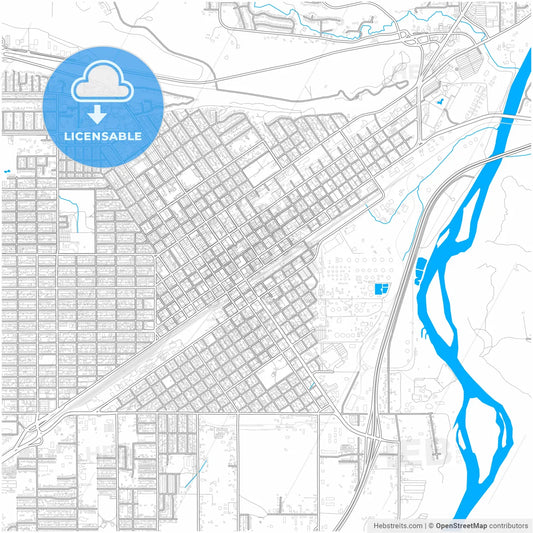Billings, Montana, United States, city map with high resolution roads.