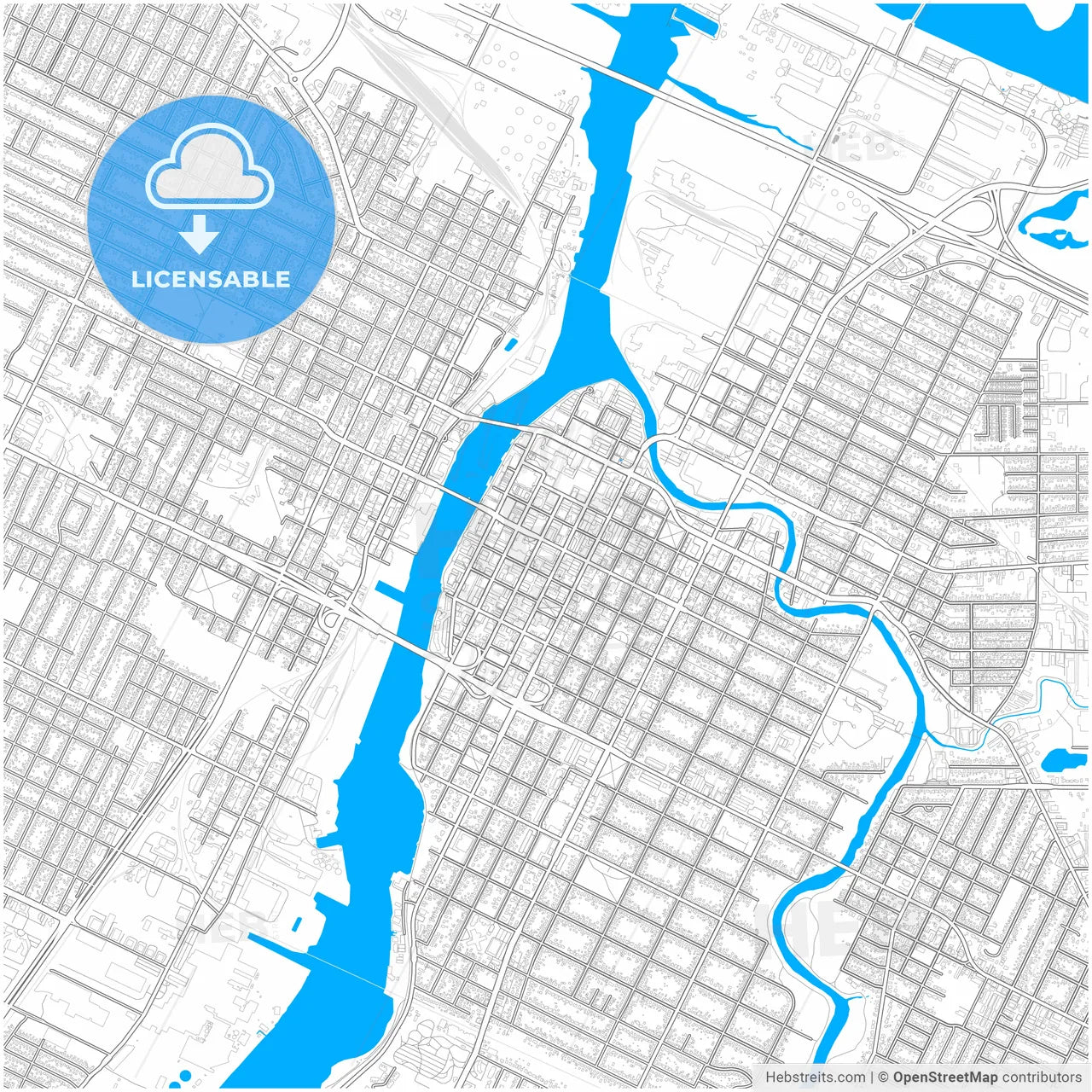 Green Bay, Wisconsin, United States, city map with high resolution roads.