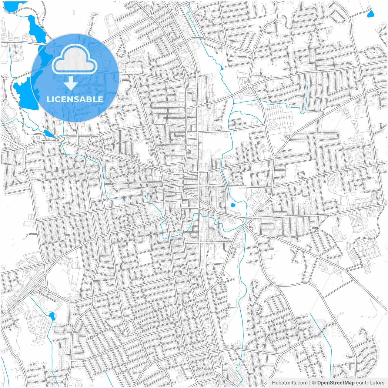 Brockton, Massachusetts, United States, city map with high resolution roads.