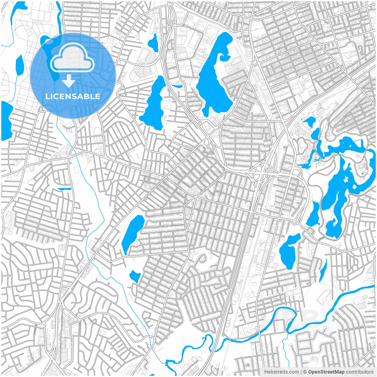 Cranston, Rhode Island, United States, city map with high resolution roads.