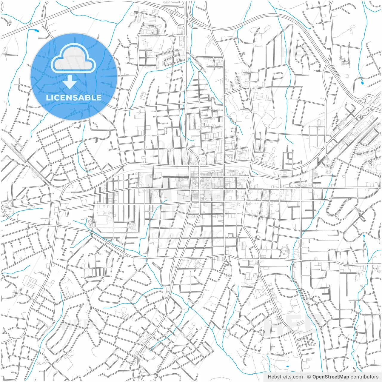 Gastonia, North Carolina, United States, city map with high resolution roads.