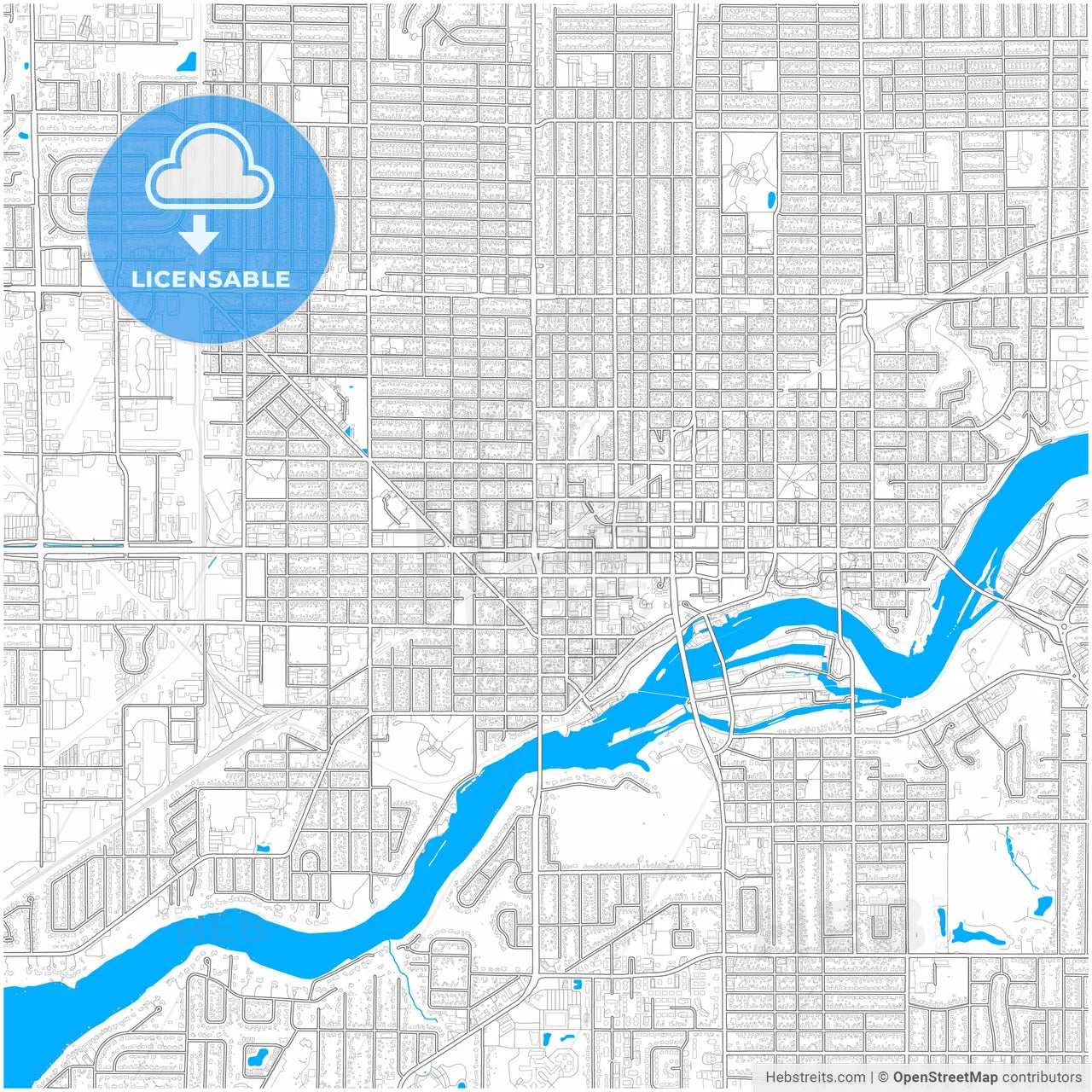 Appleton, Wisconsin, United States, city map with high resolution roads.