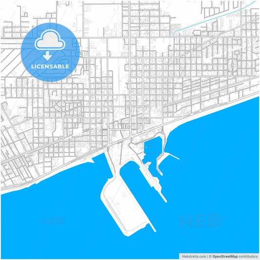 Gulfport, Mississippi, United States, city map with high resolution roads.