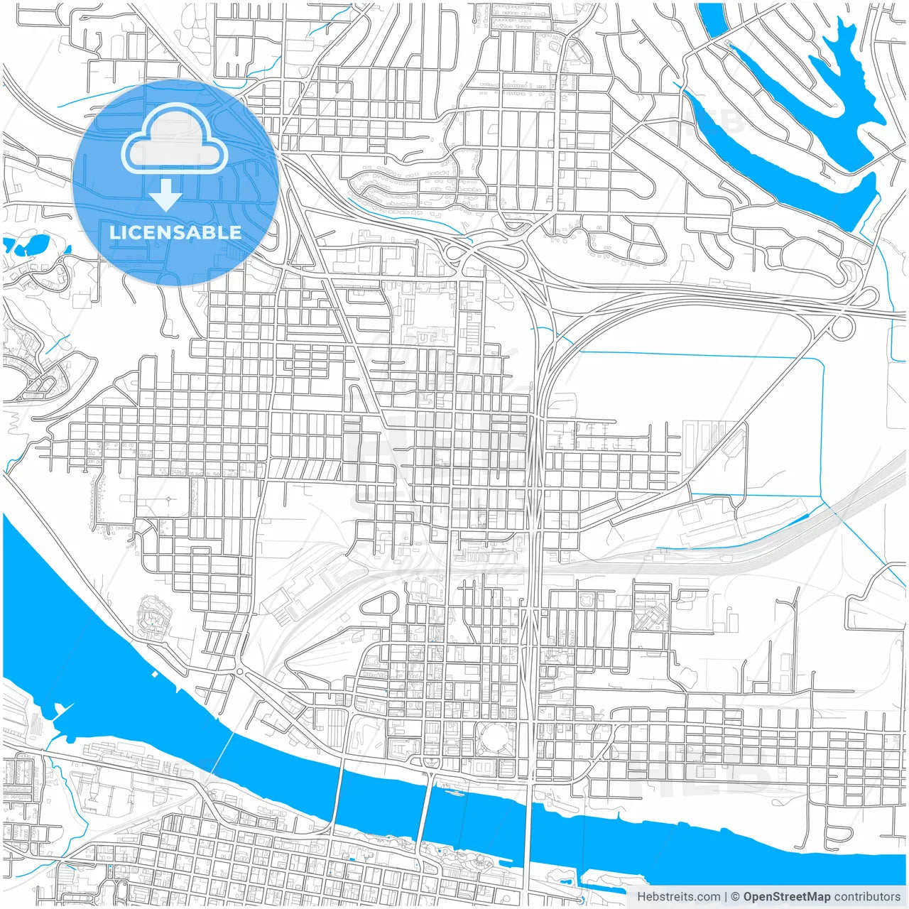North Little Rock, Arkansas, United States, city map with high resolution roads.