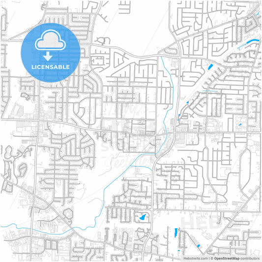 Bartlett, Tennessee, United States, city map with high resolution roads.
