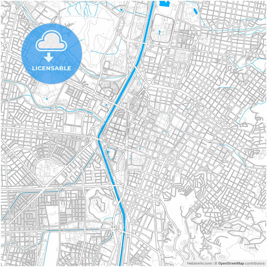 Medellin, Colombia, city map with high resolution roads.