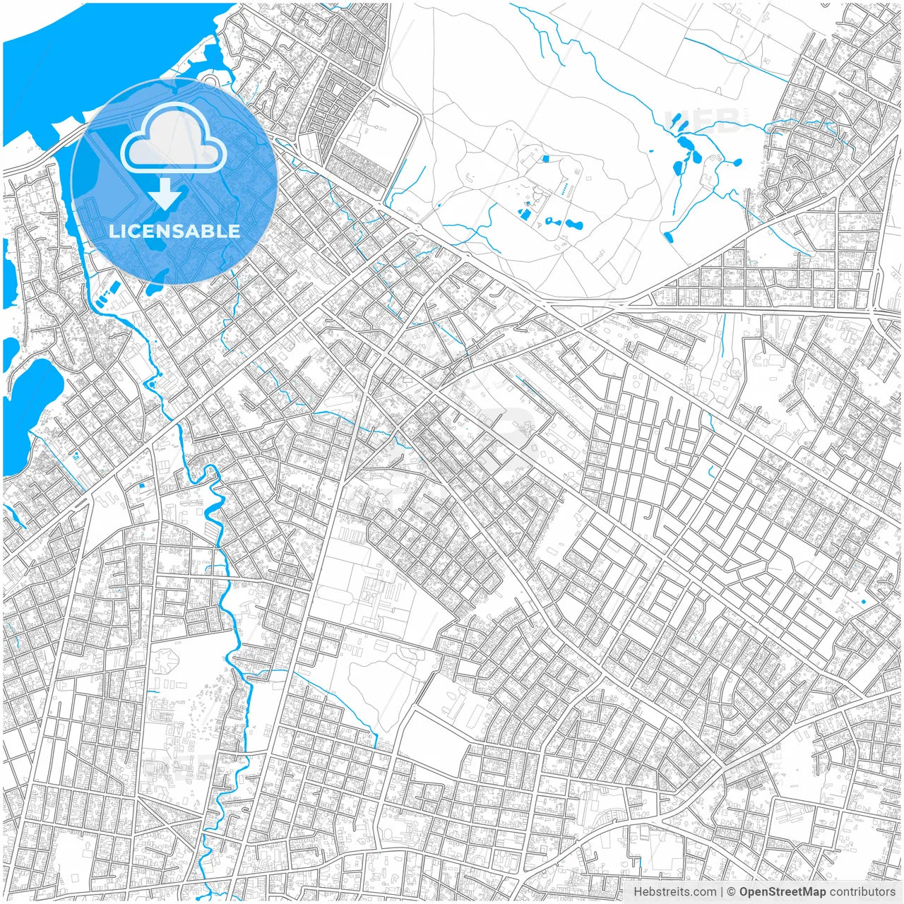 Asuncion, Paraguay, city map with high resolution roads.