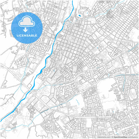 Arequipa, Peru, city map with high resolution roads.